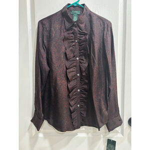 Lauren Ralph Lauren Burgundy Paisley Blouse - tag separate